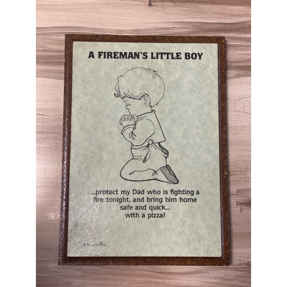 Poems by Foley A Fireman's Little Boy Wooden Plaque